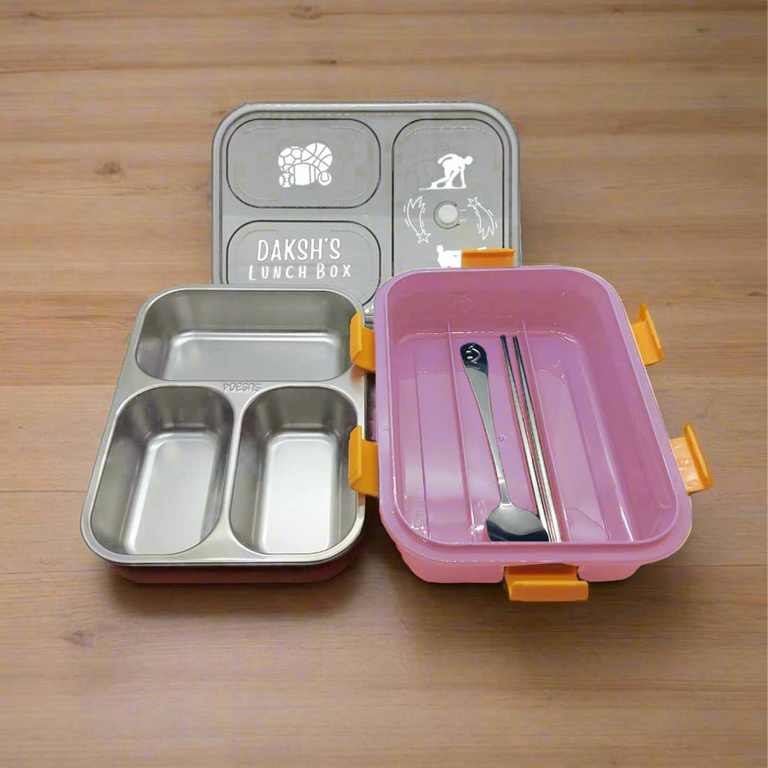Personalised Childrens Lunch Box Stainless Steel Insulated Tiffin Box - Image 3
