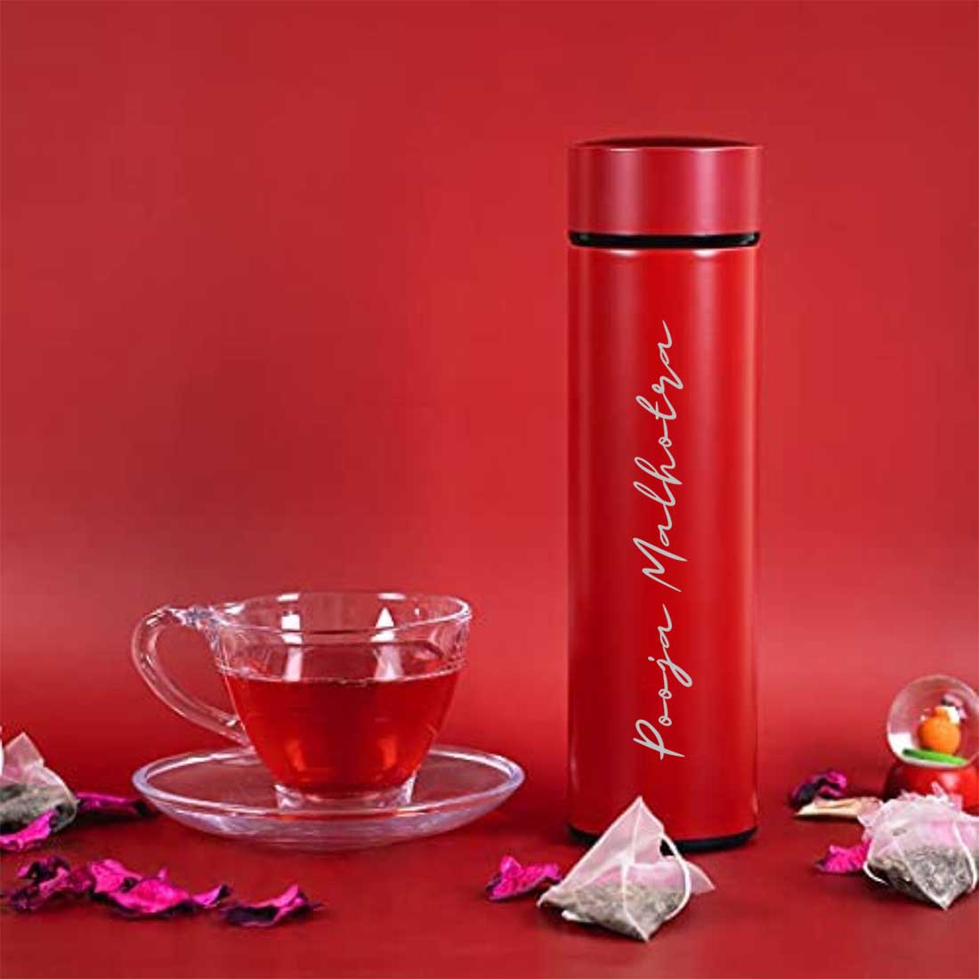 Personalised Flasks Engraved Stainless Steel Temperature Bottle for Tea - Full Name-Set of 2 - Image 3