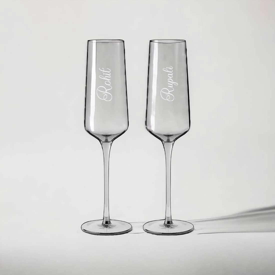 Personalised Flute Glasses with Name Set of 2 Engraved Premium Champagne Glass - Image 3