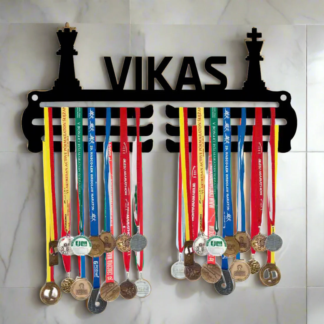 Personalized Wall-Mounted Medal Hanging Stand - Chess Medal Organizer - Image 3
