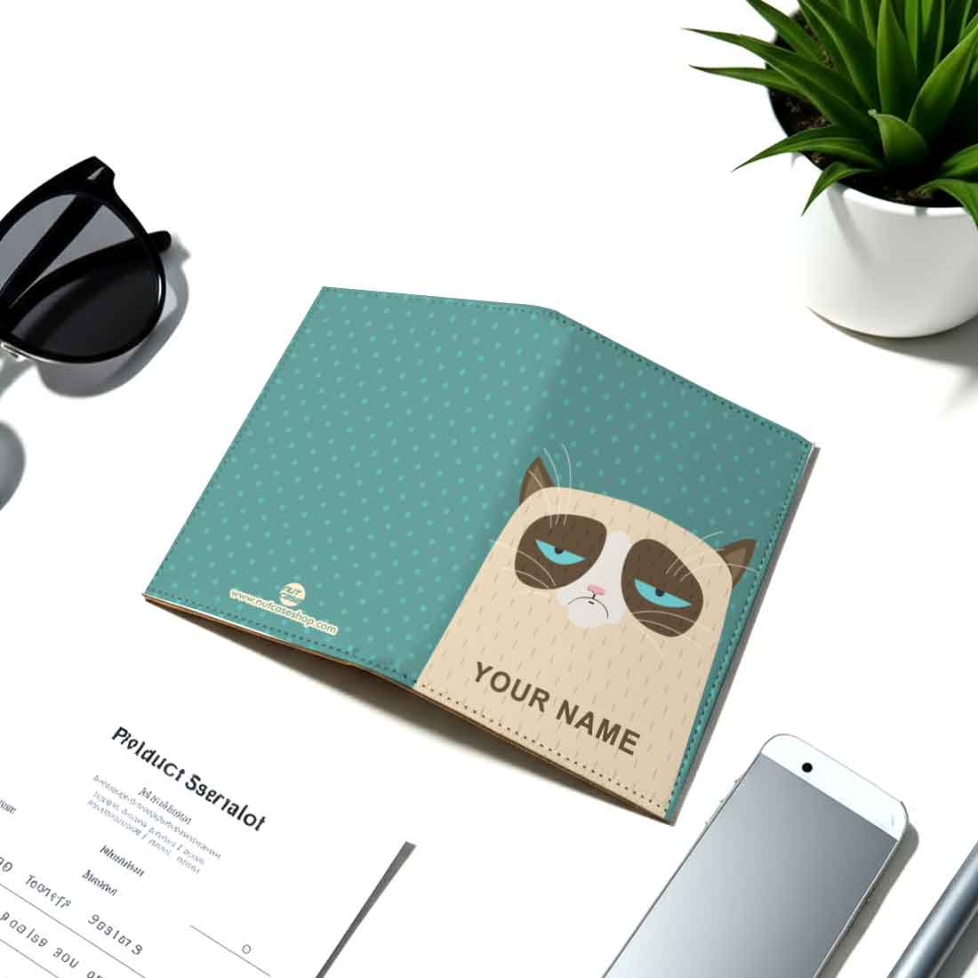 Cute Customized Passport Cover - Grumping Cat - Image 4