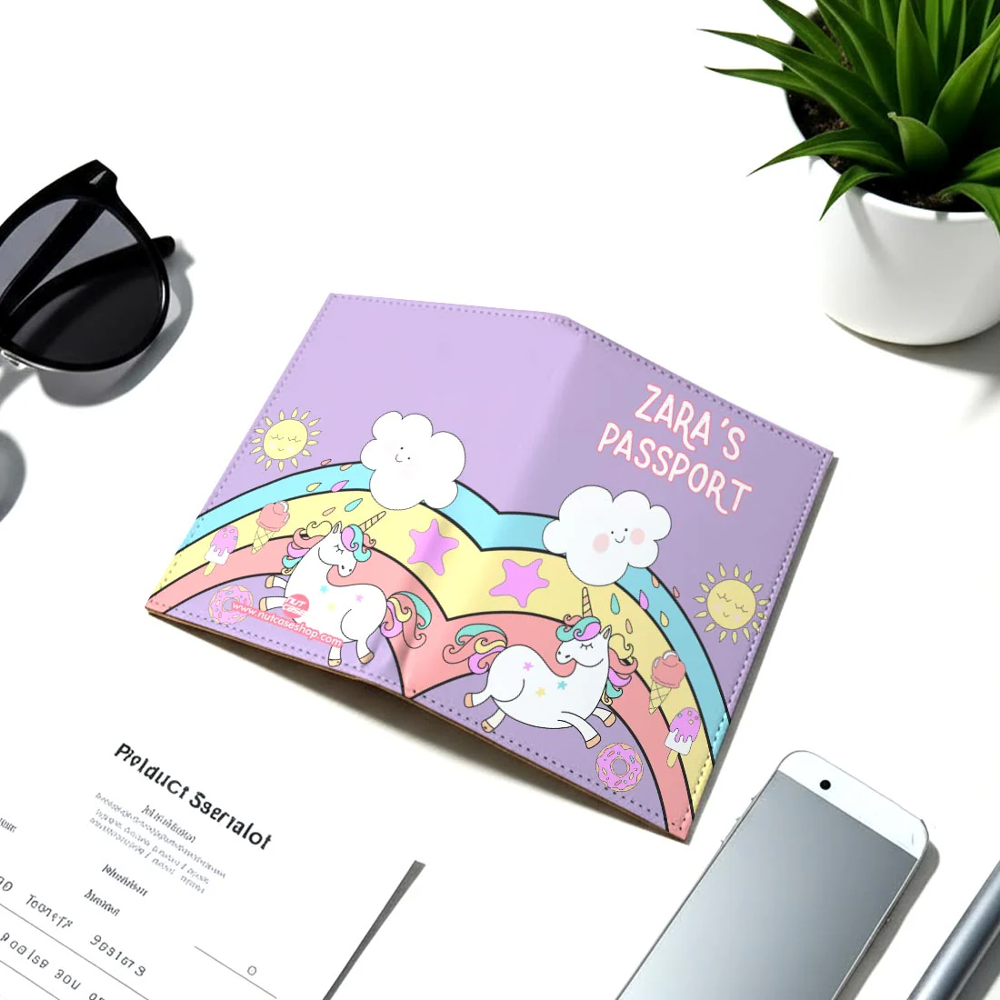 Nice Passport Cover for Gift - Unicorn Rainbows Sunshine - Image 8