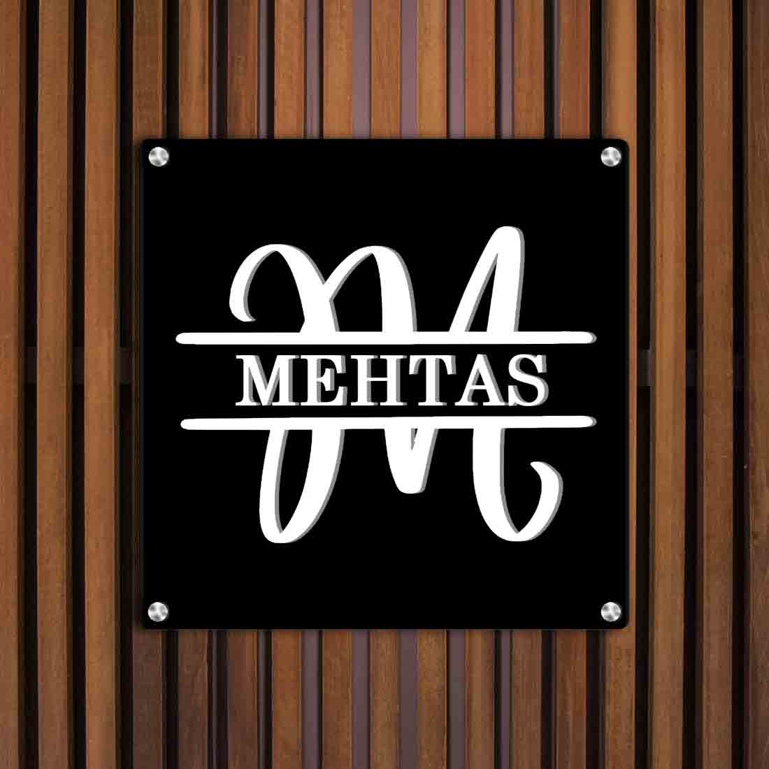 Personalised Metal Square Name Plate for House Entrance With Monogram - Image 10