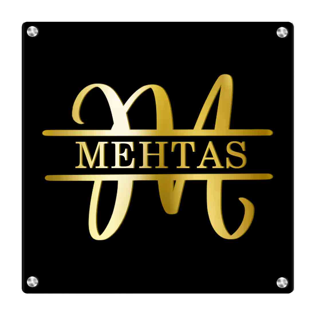 Personalised Metal Square Name Plate for House Entrance With Monogram - Image 2