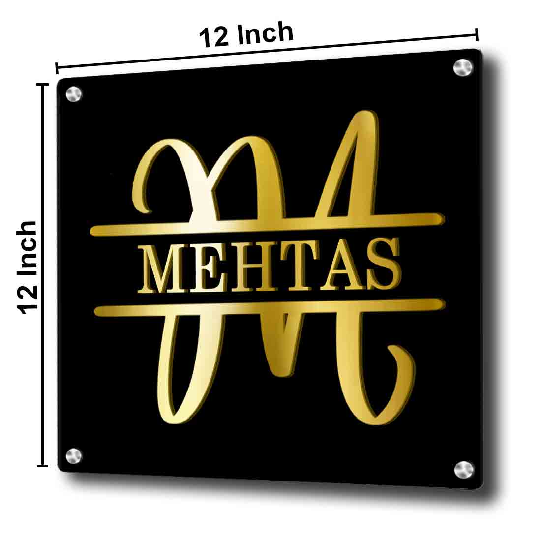 Personalised Metal Square Name Plate for House Entrance With Monogram - Image 4