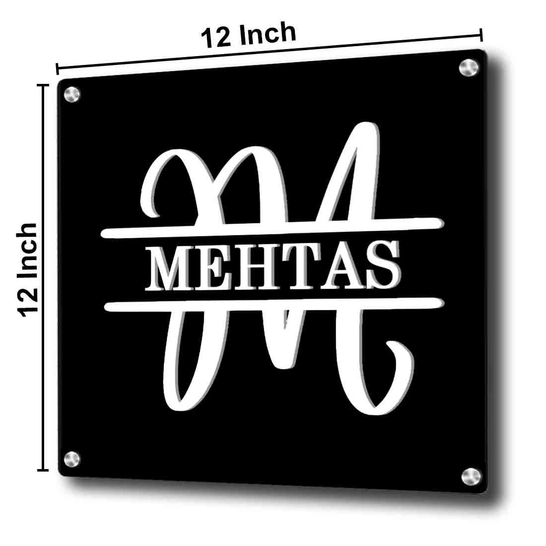 Personalised Metal Square Name Plate for House Entrance With Monogram - Image 6