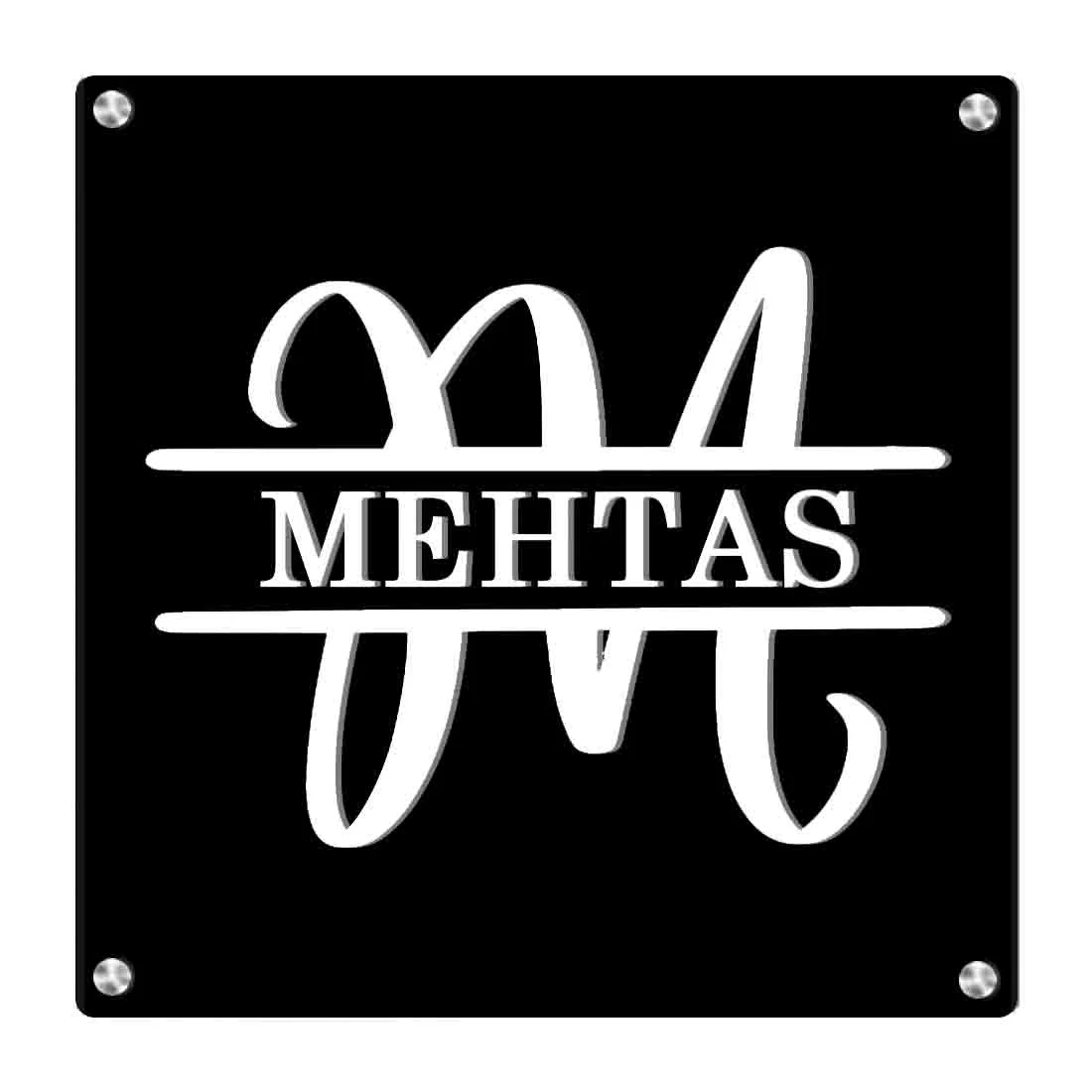 Personalised Metal Square Name Plate for House Entrance With Monogram - Image 9
