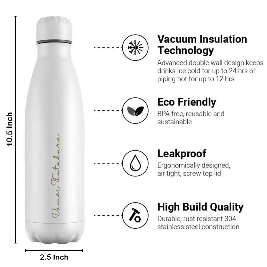 Customized Water Bottle Flask Stainless Steel for Drinking Hot & Cold 500 ml - Image 12