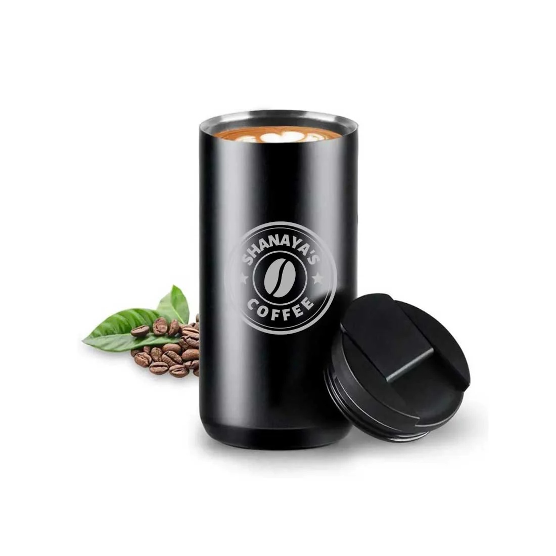 Personalised Tea Travel Mug with Lid Name Engraved Stainless Steel Flask (400ML) - Image 4