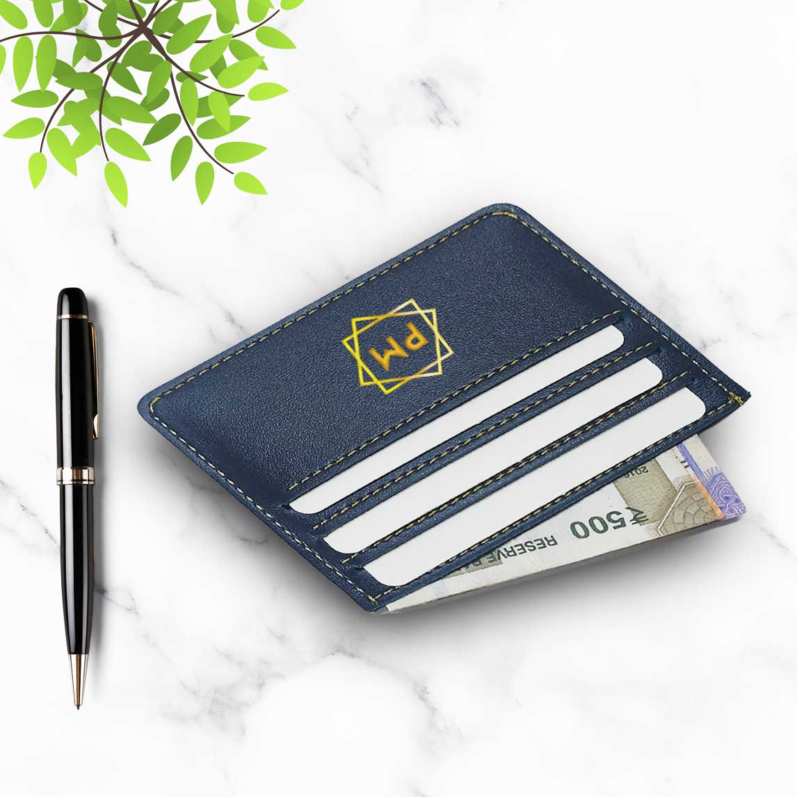 Customized Credit Card Organizer Wallet Holder for Men - Initials - Image 2