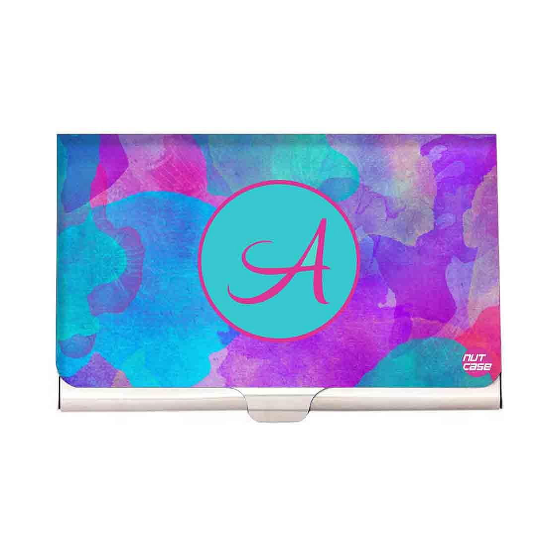 Personalized Visiting Card Holder Return Gift - Blue Watercolors