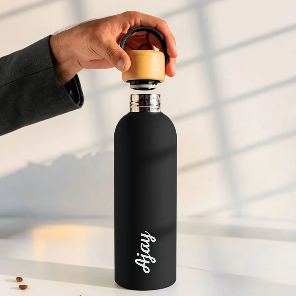 Personalized 500ml Insulated Water Bottle with Bamboo Lid – Eco-Friendly Stainless Steel, Leak-Proof - Image 2