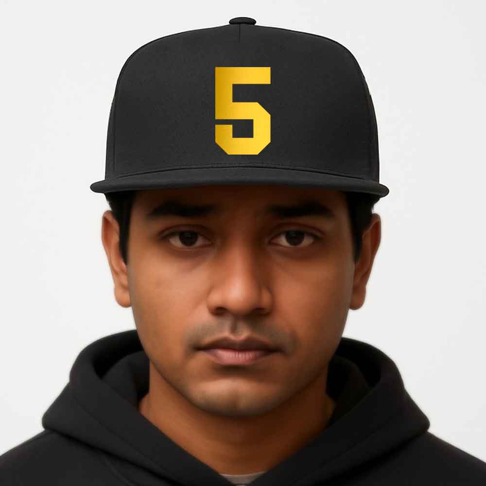 Black Hip Hop Cap for Men – Personalized Flat Brim Cap with Name, Number - Image 2