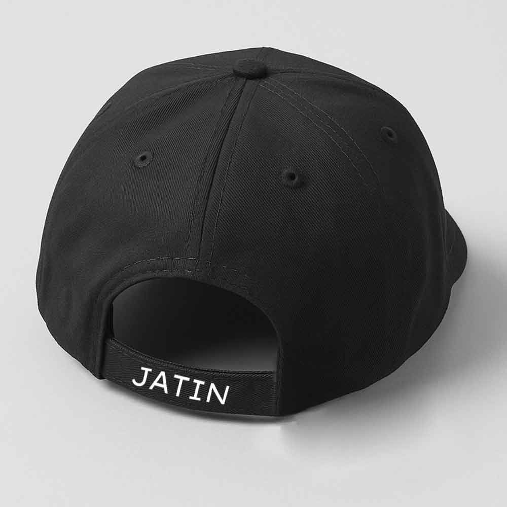 Black Hip Hop Cap for Men – Personalized Flat Brim Cap with Name, Number - Image 4