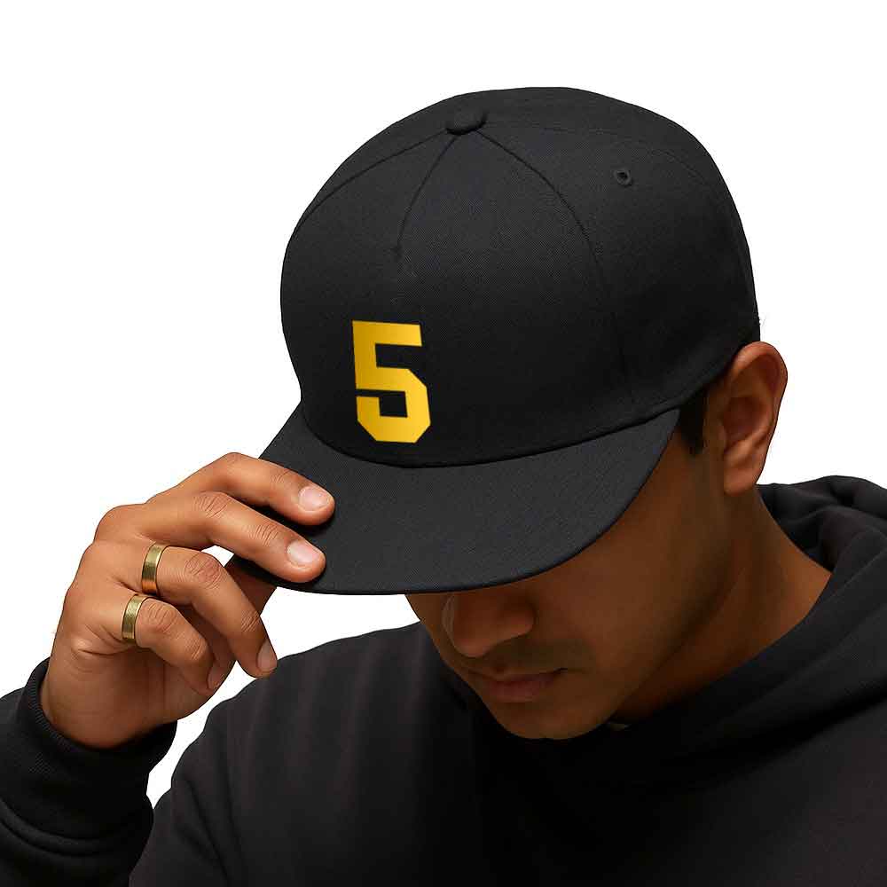 Black Hip Hop Cap for Men – Personalized Flat Brim Cap with Name, Number - Image 6