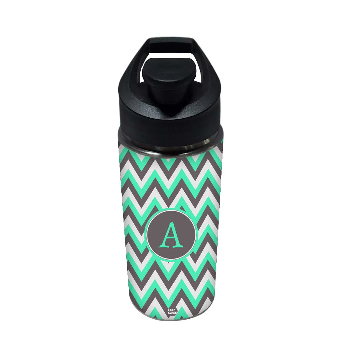 Personalized Bottle With Name - Green and White Strips - Image 3