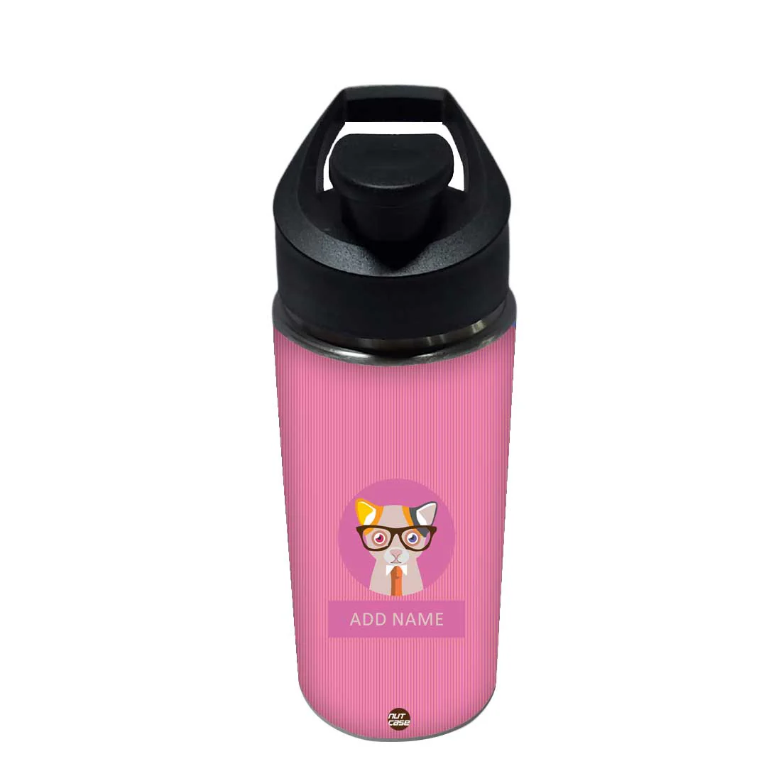 Kids Water Bottle Customised - Office Cat - Image 3