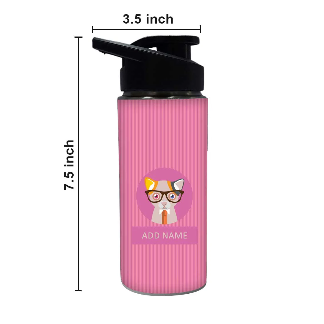 Kids Water Bottle Customised - Office Cat - Image 4