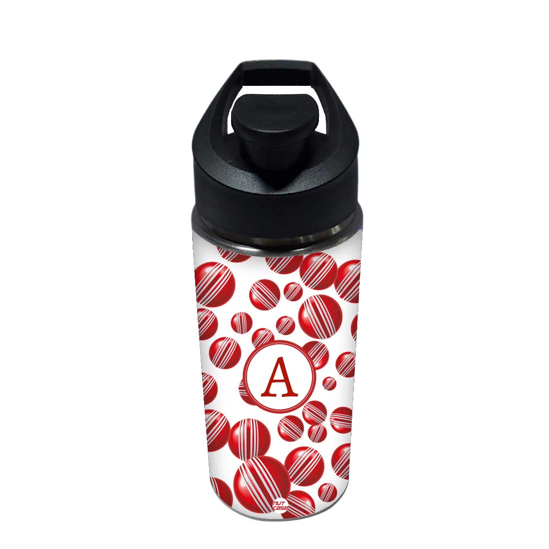 Personalized Sports Water Bottle For Kids  - Red Cricket Ball - Image 3