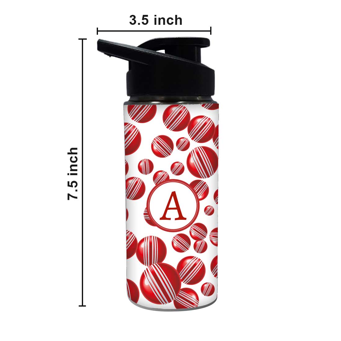 Personalized Sports Water Bottle For Kids  - Red Cricket Ball - Image 4