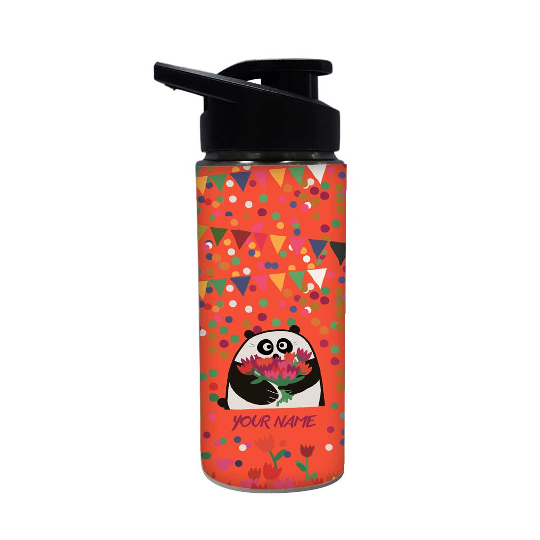 Personalized Bottle With Name - Floral and Panda - Image 2