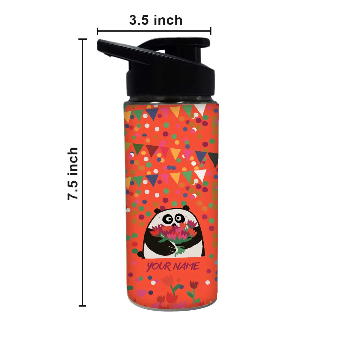 Personalized Bottle With Name - Floral and Panda - Image 4