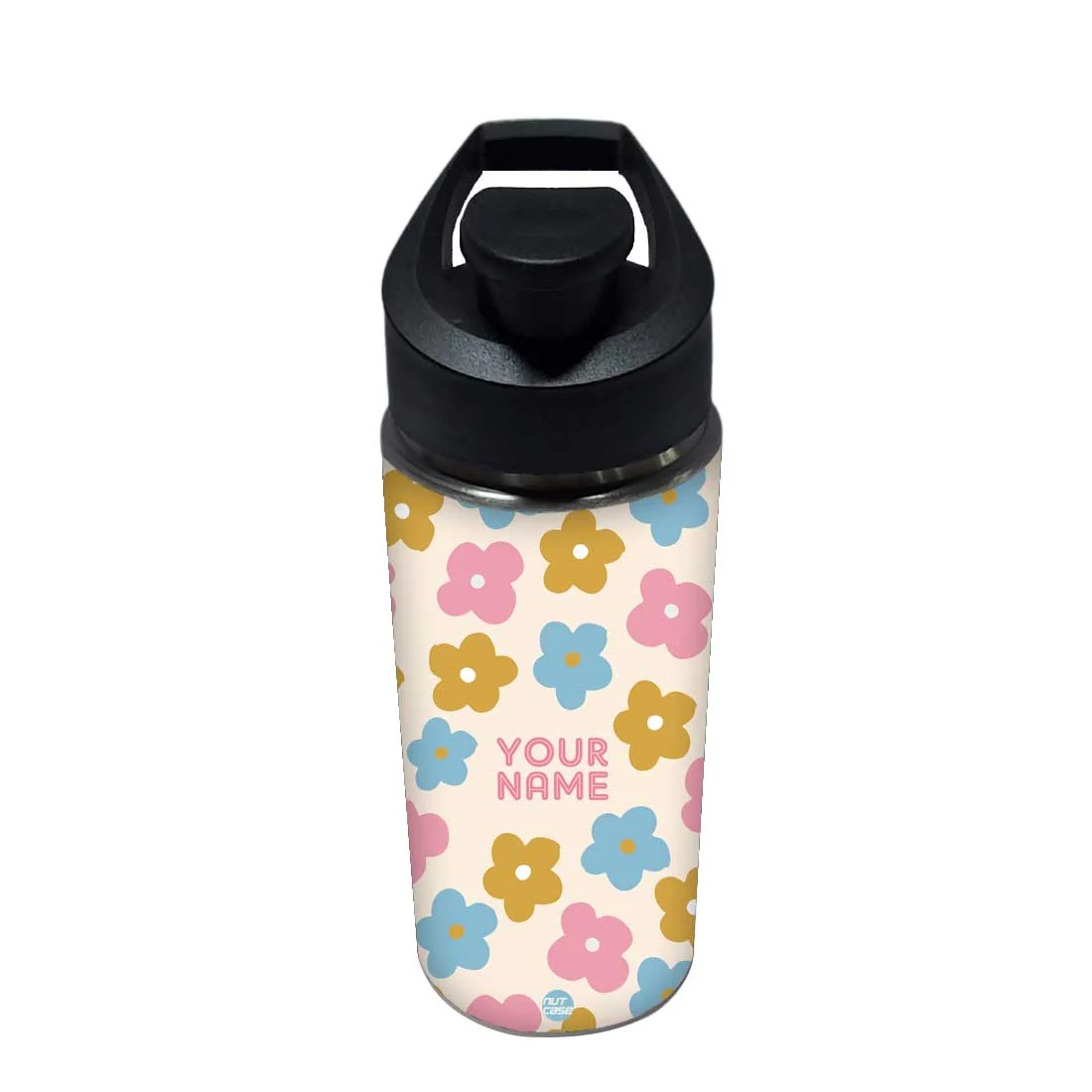 Personalised Name Bottle Sipper Bottles For Kids-Floral - Image 3