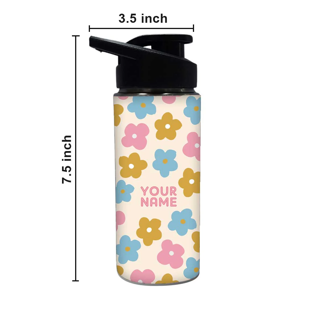Personalised Name Bottle Sipper Bottles For Kids-Floral - Image 4