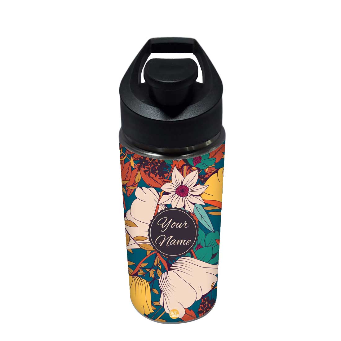 Customised Bottle With Name - Colorful Flower - Image 3