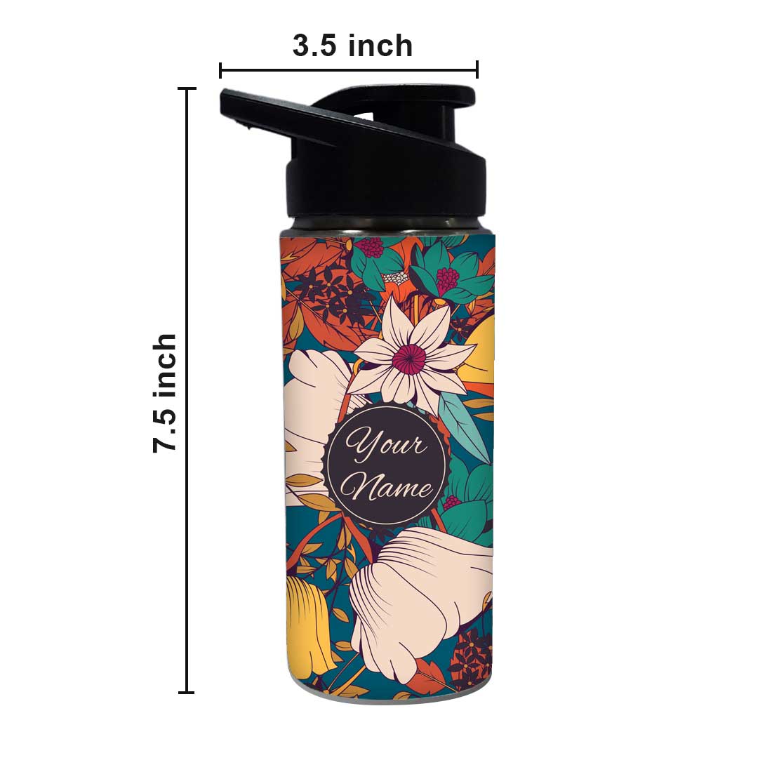 Customised Bottle With Name - Colorful Flower - Image 4