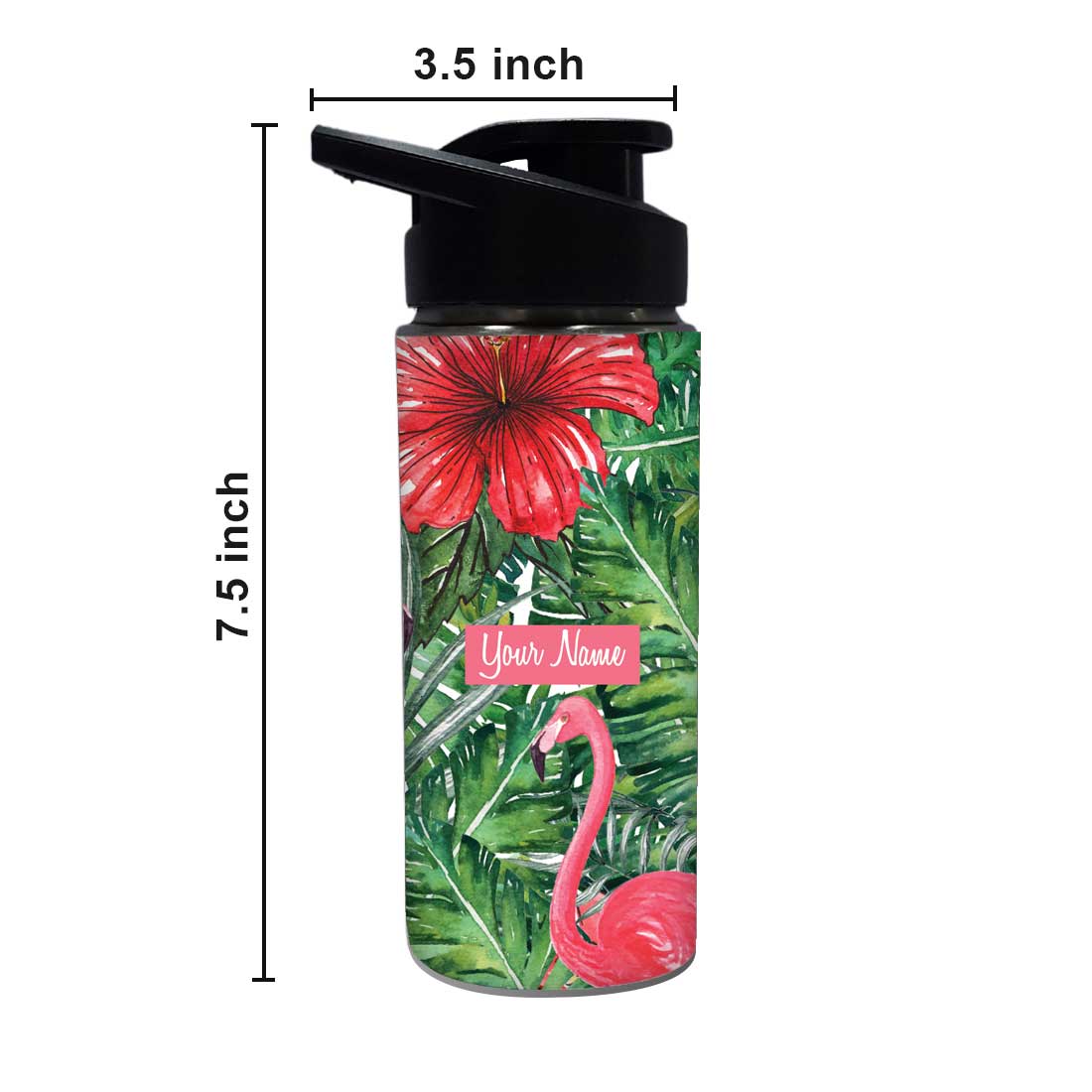 Personalized Water Bottle - Hibiscus and Swan - Image 4