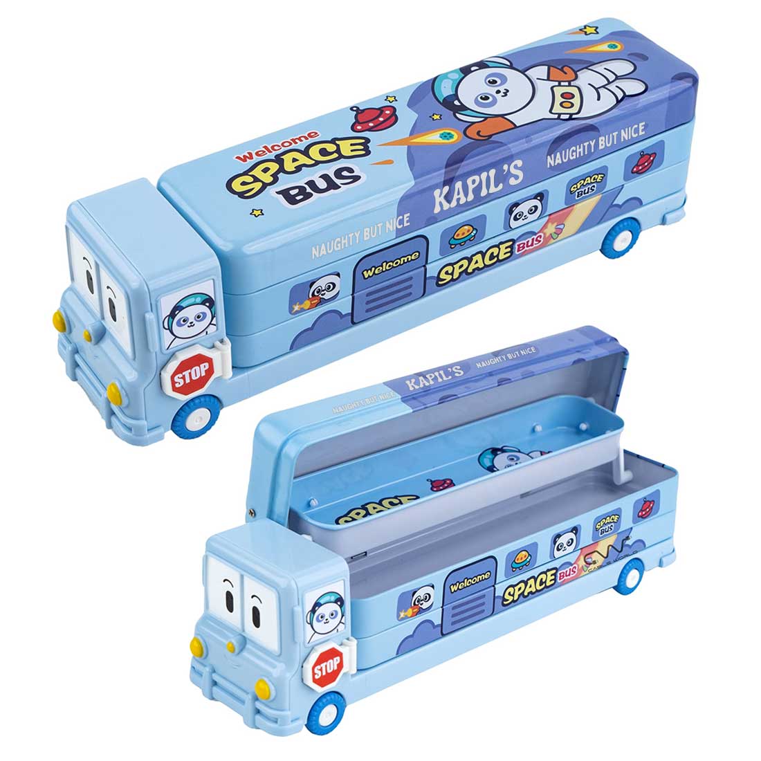 Personalized Bus Pencil Box for Kids - Space Bus with Built-in Sharpener - Image 10