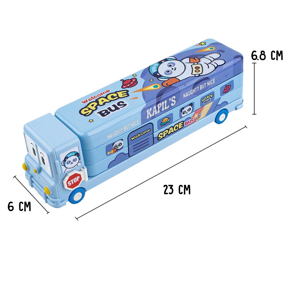 Personalized Bus Pencil Box for Kids - Space Bus with Built-in Sharpener - Image 12