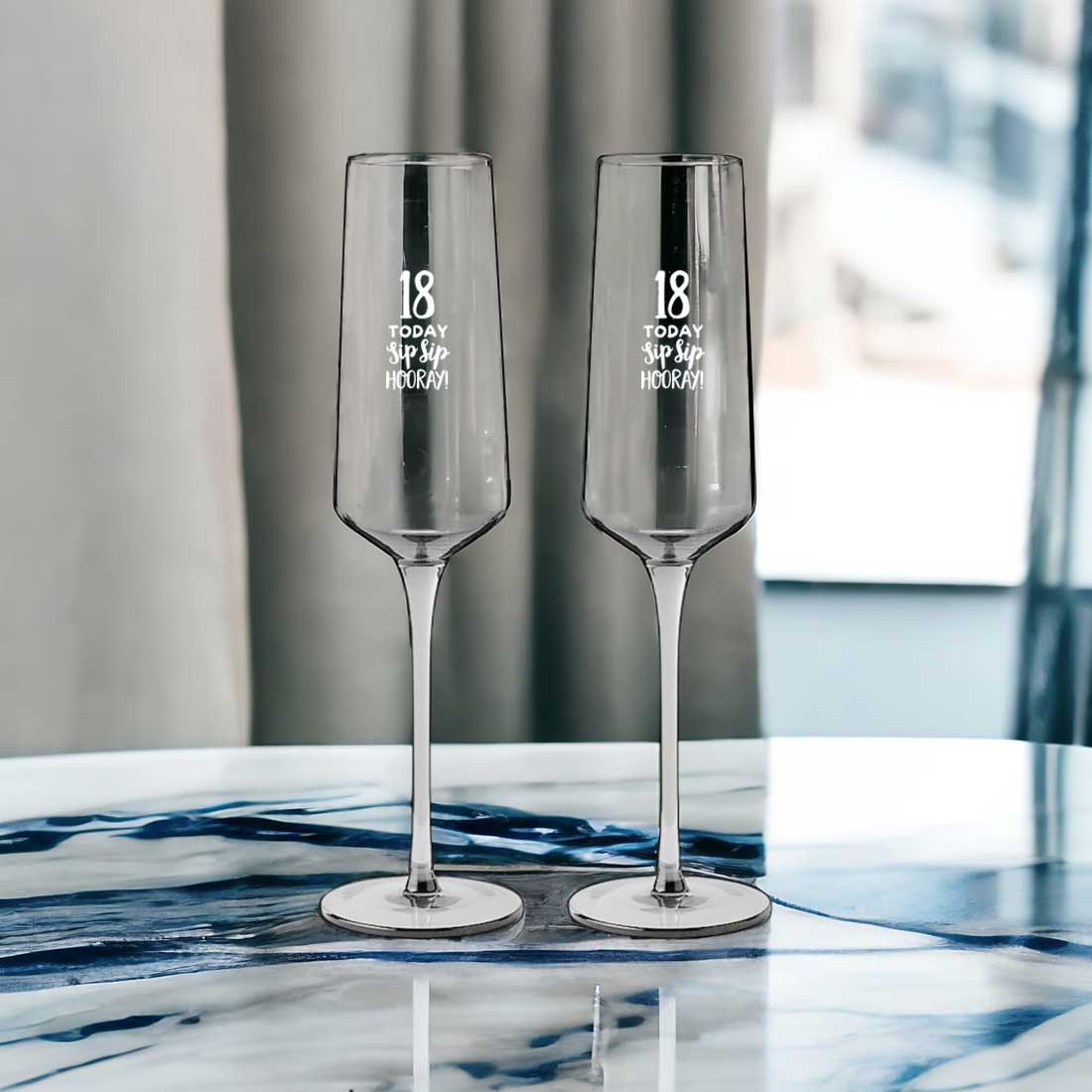 Personalized Champagne Glasses Set of 2 - Engraved Premium Champagne Flutes - Image 2