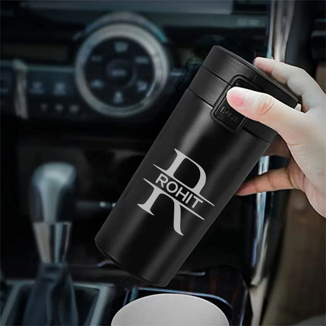 Personalized Coffee Tumbler With Name Initials Monogram Engraved (380 ML) - Add Name - Image 4