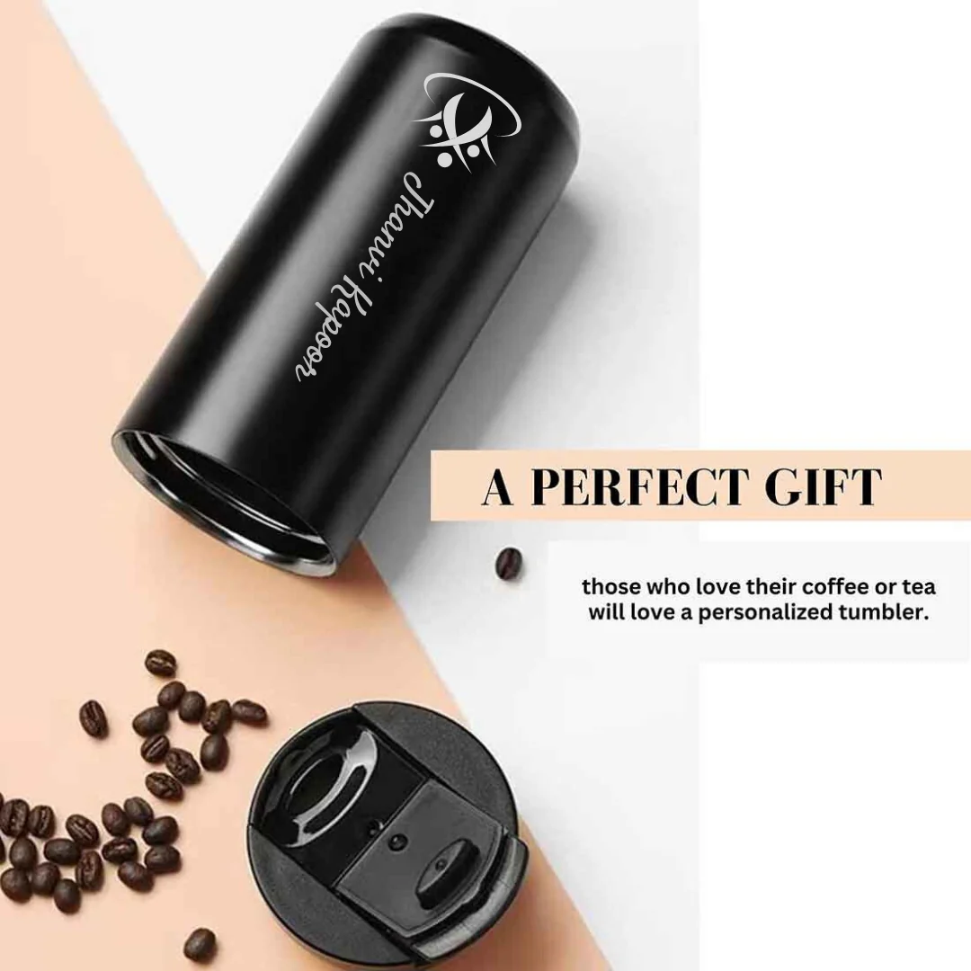 Personalized Coffee Tumbler with Logo & Name - Insulated Travelling Sipper Flask (400 ML) - Image 2