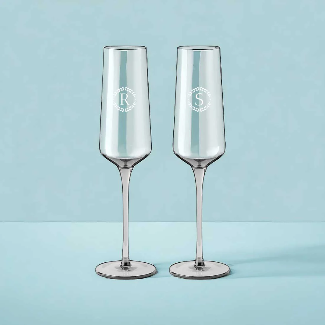 Personalized Engraved Champagne Flutes Set of 2 - Premium Champagne Glass with Name - Image 2