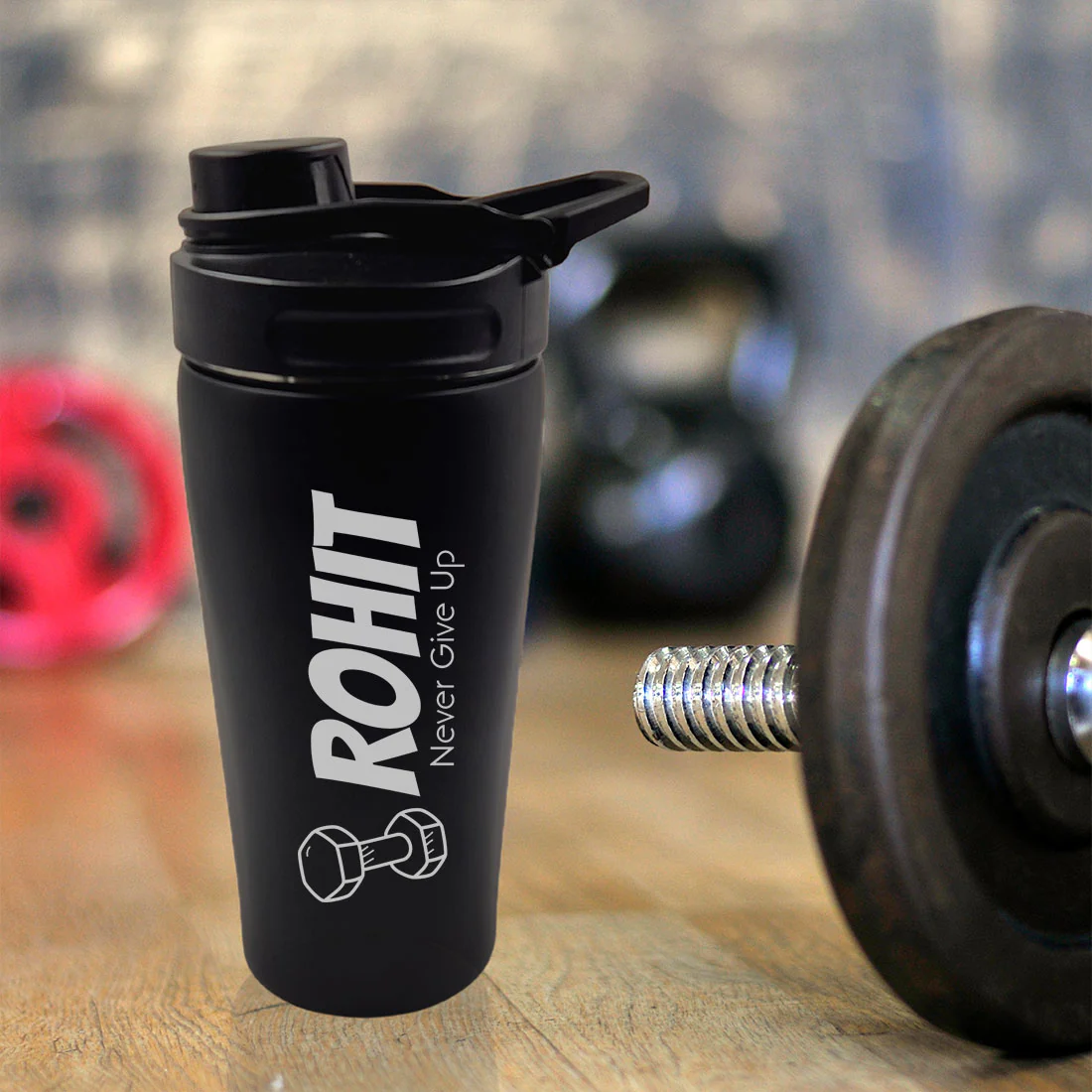 Personalized Gift for Brother - Golden Acrylic Rakhi, Gym Shaker & Water Bottle Rakhi Gift Set for Raksha Bandhan - Image 4