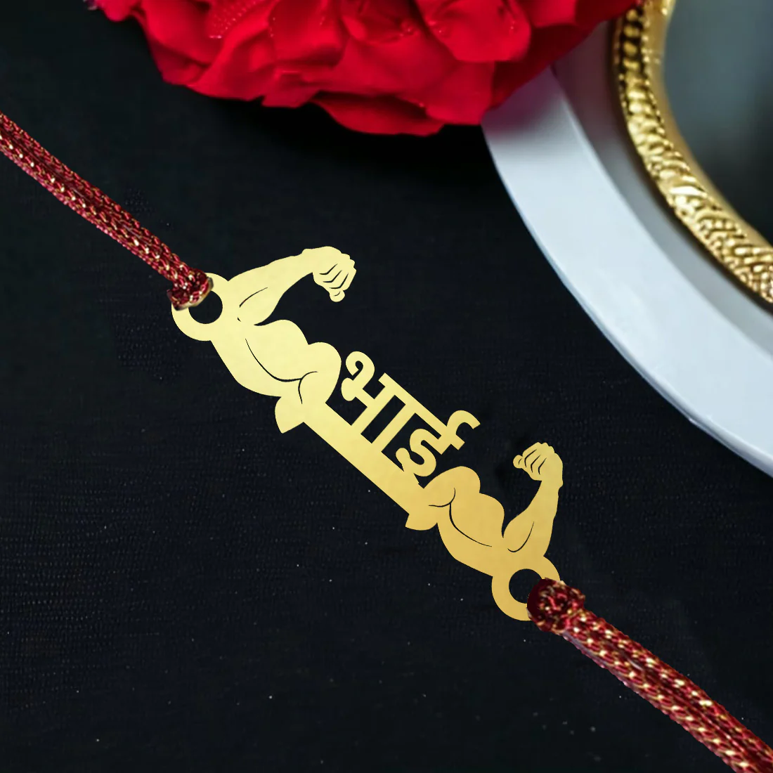 Personalized Gift for Brother - Golden Acrylic Rakhi, Gym Shaker & Water Bottle Rakhi Gift Set for Raksha Bandhan - Image 6