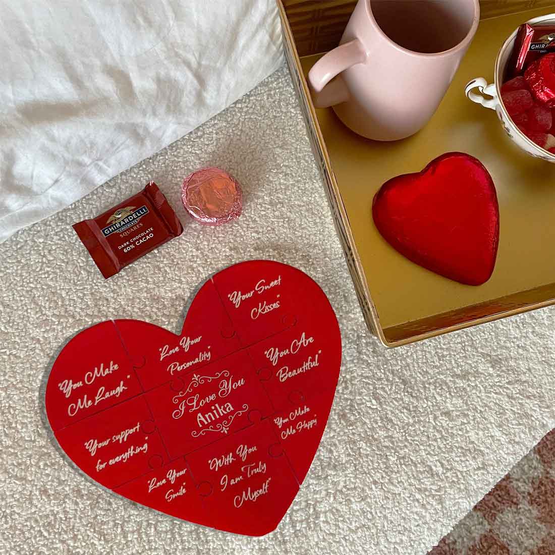 Personalized Heart Shaped Puzzle Red Acrylic Design-Valentine’s Day Gift - Reasons I love You Puzzles - Image 6
