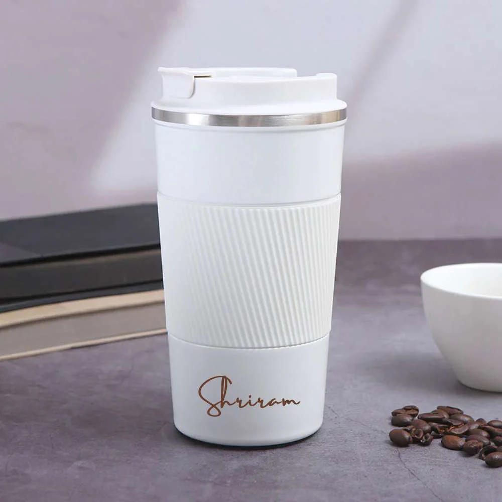 Personalized Insulated Coffee Tumbler 500ml - Travel Coffee Mug with Rubber Grip - Image 3