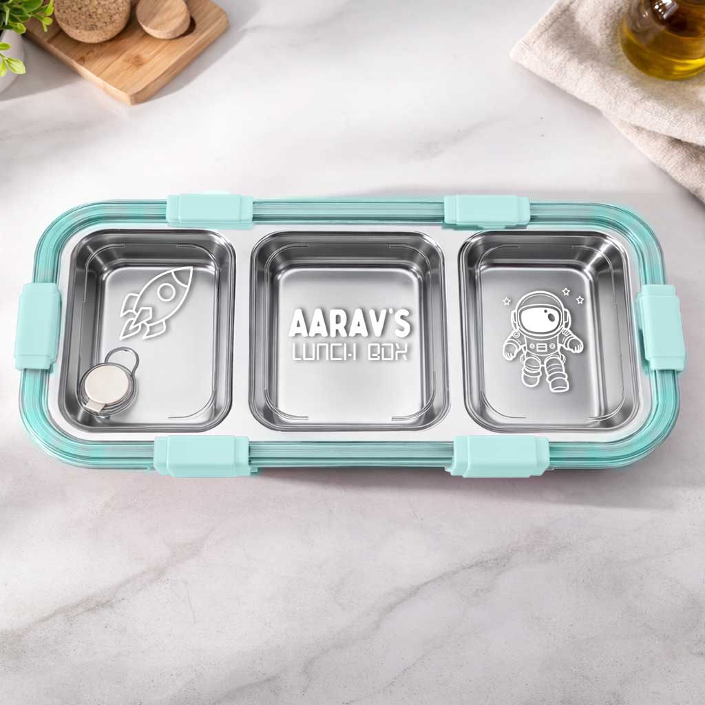 Personalized Insulated Tiffin Box Stainless Steel 3 Compartment Leak-Proof Lunch Box - Image 8
