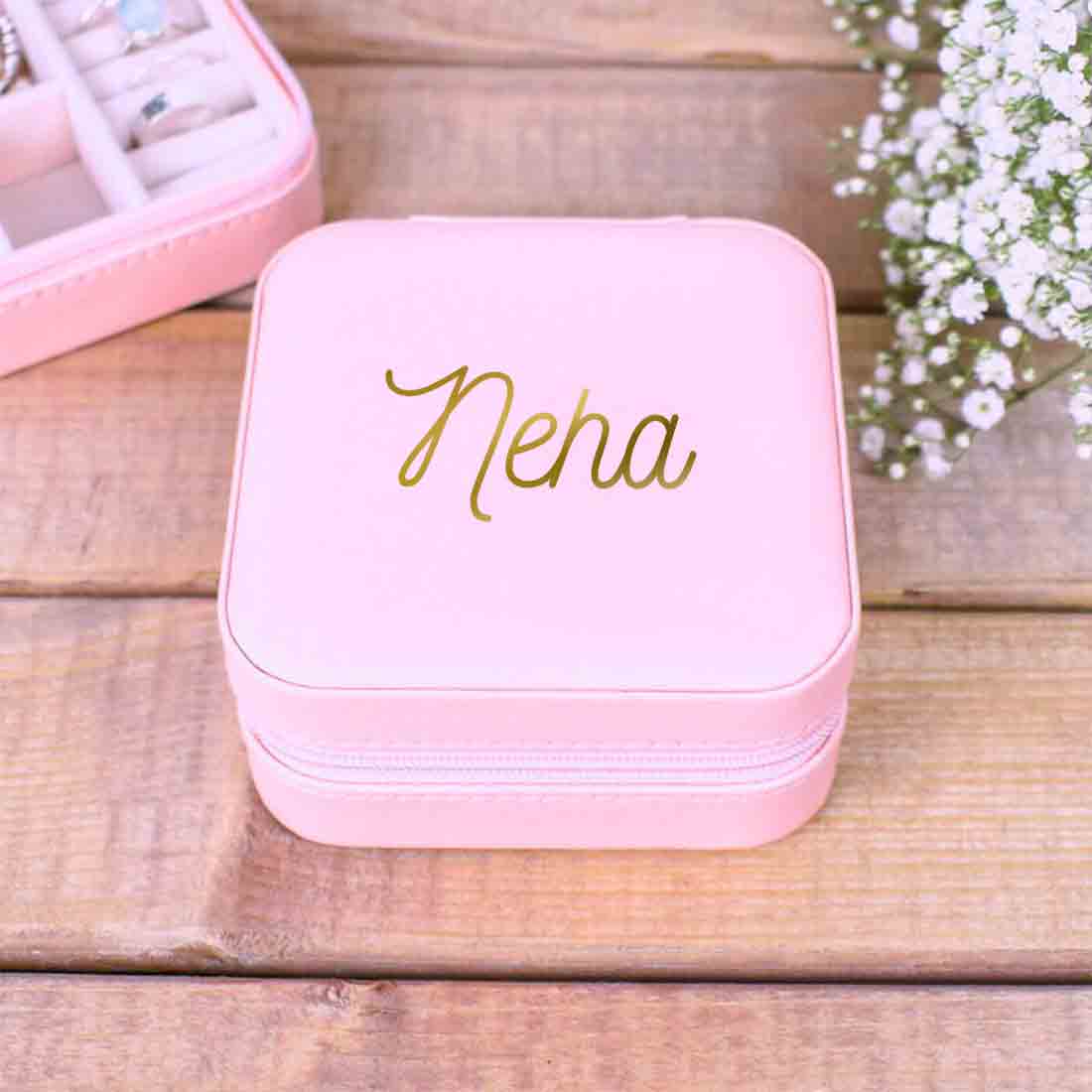 Personalized Jewellery Organiser for Travel jewelry Case for Earrings - Add Name - Image 3