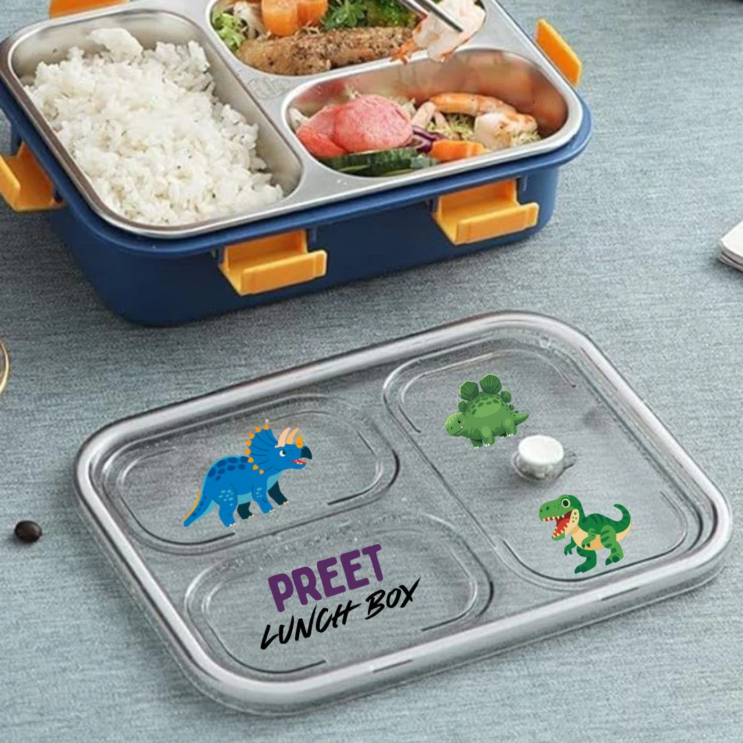 Personalized Kids Lunch Box Stainless Steel Insulated Tiffin Box - Dinosaur - Image 3