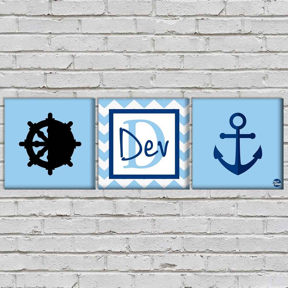 Customized Nursery Wall Art (Set of 3)- Anchor Nautical Theme - Image 2