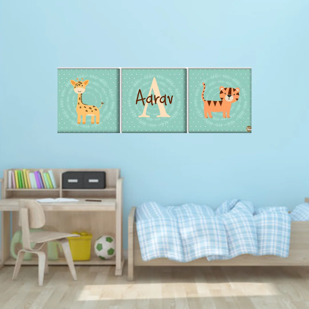 Personalized Nursery Wall Art -Giraffe and Tigar
