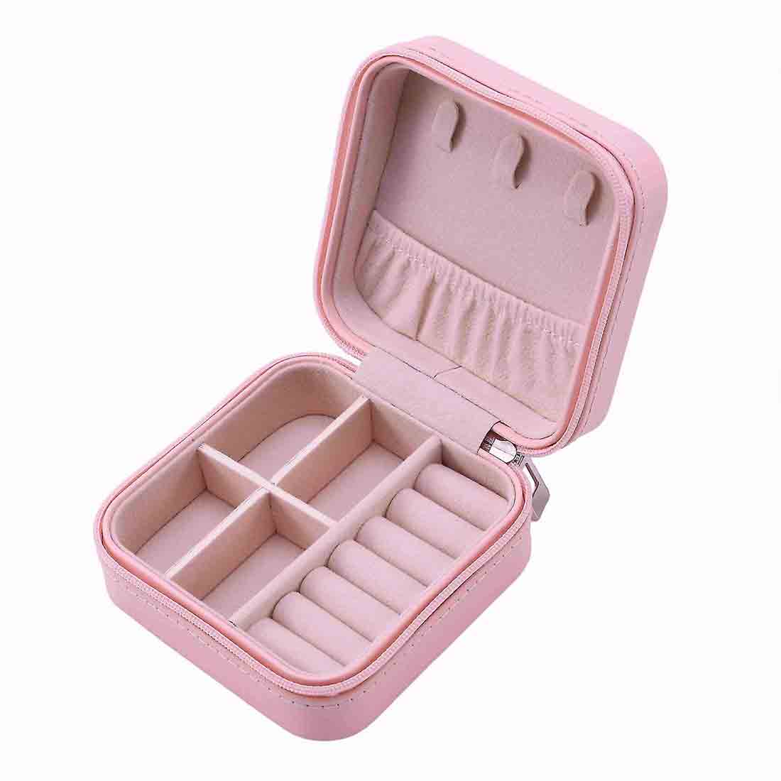 Personalized PU Leather Jewelry Box for Gift Storage Box Organiser Case with Rings Earrings Slots - Image 2