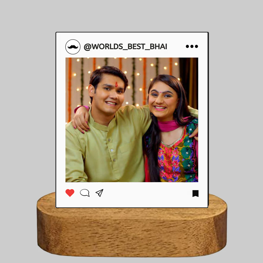 Personalized LED Lamp for Brother – Rakhi Gift 2025 | Unique Raksha Bandhan Gift Idea | Acrylic Night Light with Photo | Table Decor Lamp for Bhai - Image 2