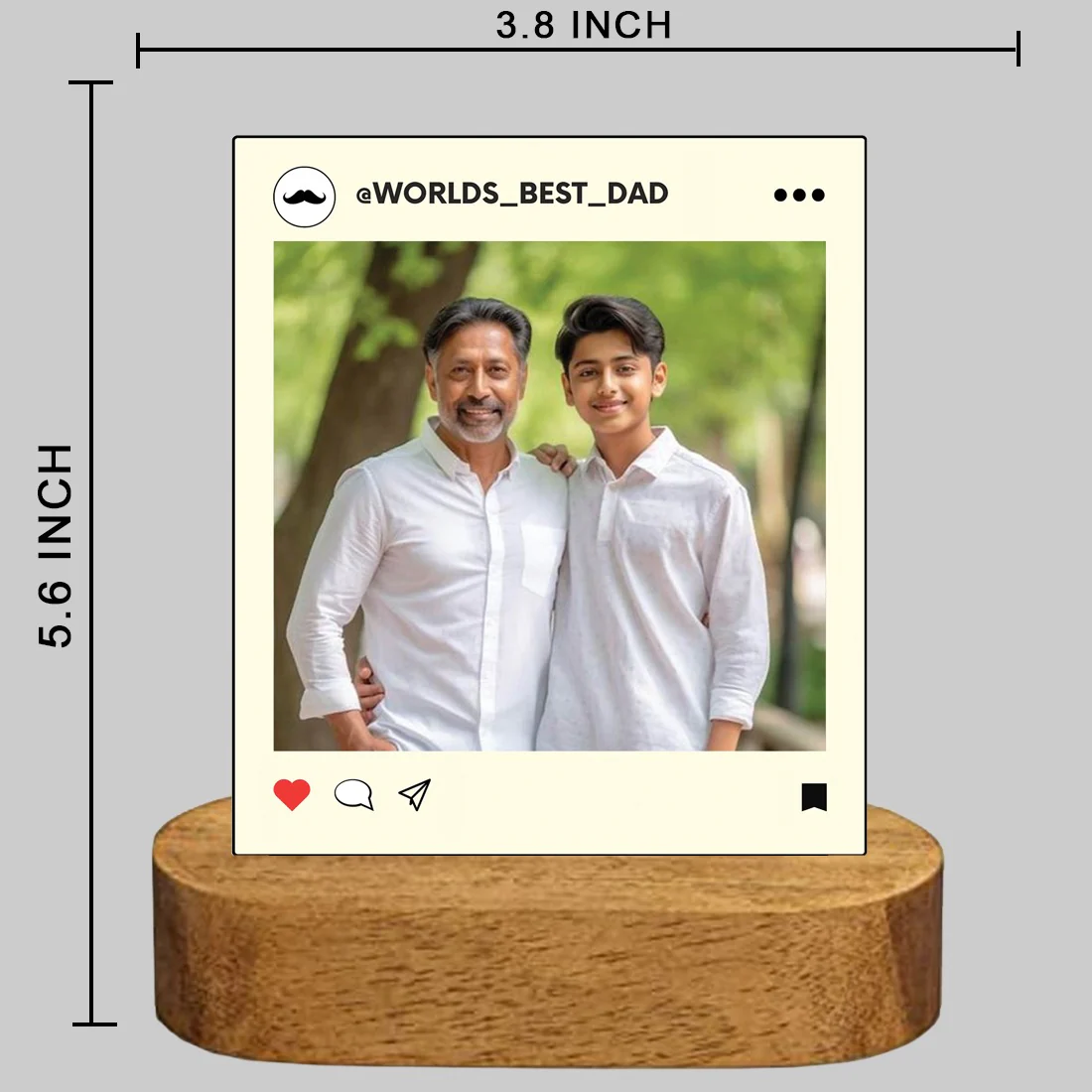 Personalized LED Photo Lamp for Father’s Day – Custom Gift with Wooden Base - Image 3