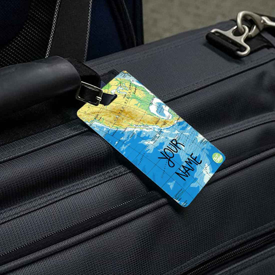 Custom Name Tags for Luggage Add Your Name Set of 2 - Map - Image 2